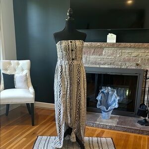 SHEIN Black and White Strapless Maxi Dress